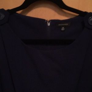 Dress is navy purple silky fabric